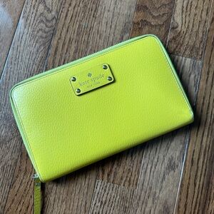 Kate Spade Vibrant Yellow Travel Zip Wallet